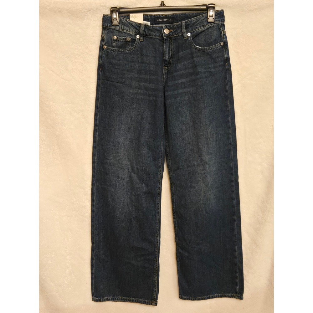 Aeropostale Aero Womens Size 4 Baggy Wide Leg Jeans Dark Wash Denim NEW